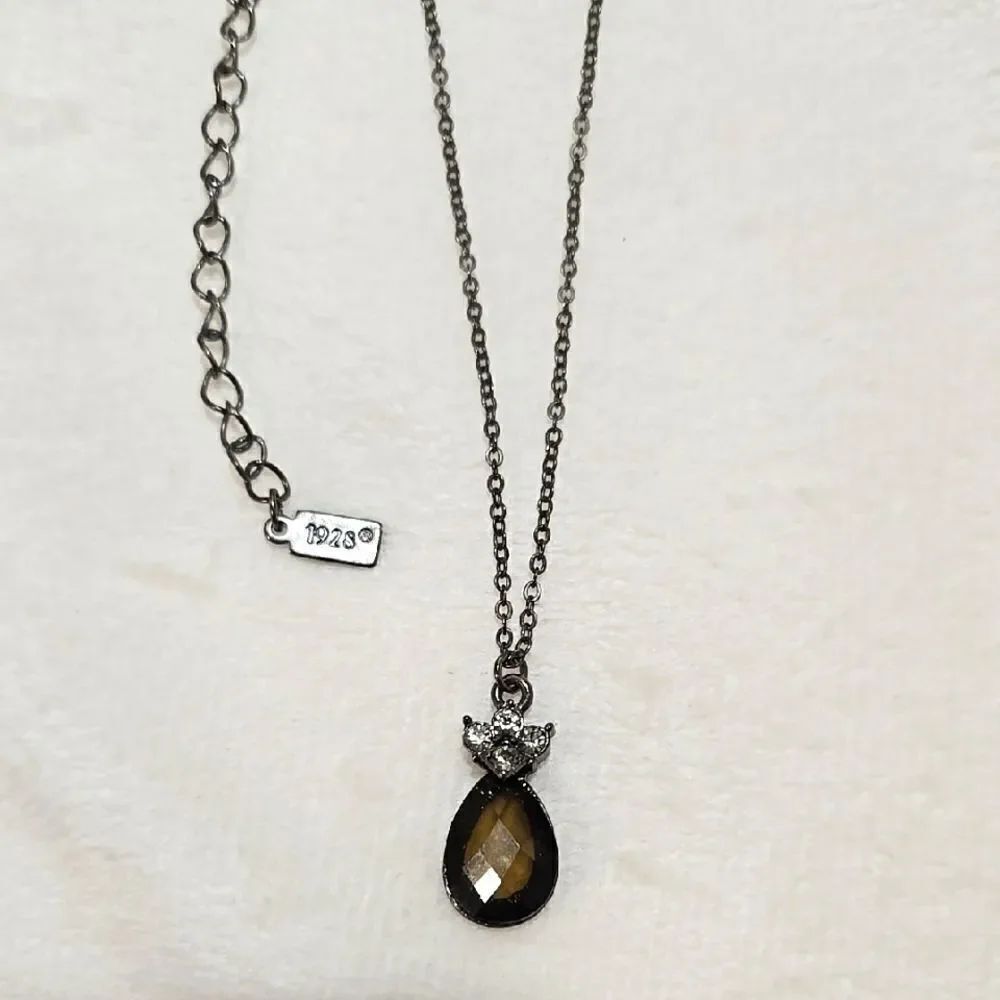 Smokey Pendant with Rhinestones Necklace